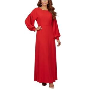 Sachin & Babi Silk Blend Long Sleeve Esmeralda Gown Red Size 10 Formal Dress